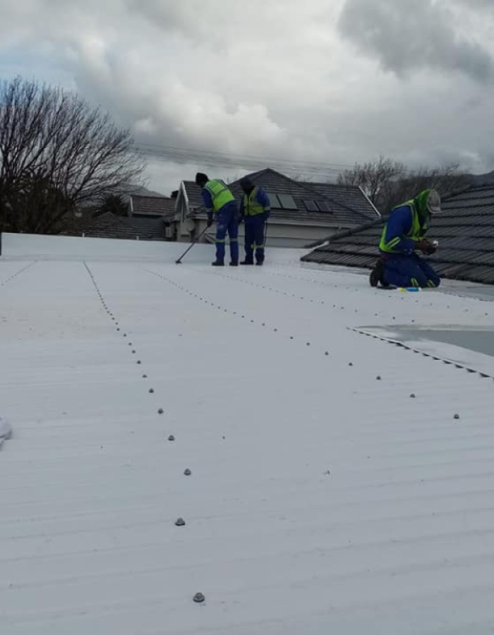 New roof sheet installation.